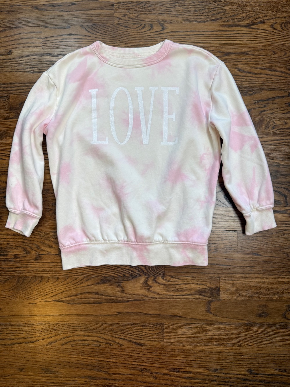 GAP Kids Girls Pink & White Tie-Dye 'LOVE' Graphic Crewneck Sweatshirt Size 8